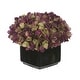 preview thumbnail 28 of 31, Faux Hydrangea in Small Black Cube Ceramic Vase Plum