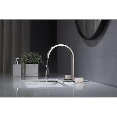 Chrome Two handles 3 holes Waterfall bathroom Sink Faucet with brass pop up overflow Drain