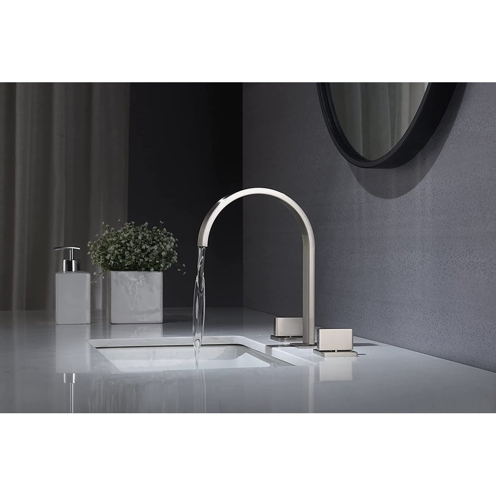 Chrome Two handles 3 holes Waterfall bathroom Sink Faucet with brass pop up overflow Drain
