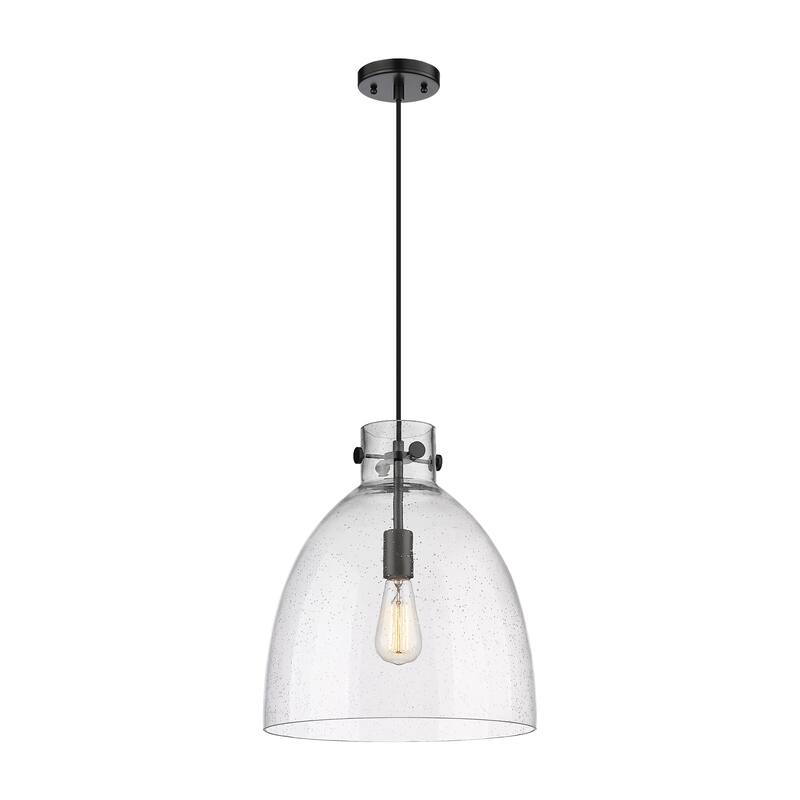 Innovations Lighting Newton Bell - 1 Light 14" Cord Hung Pendant - Seedy/Matte Black