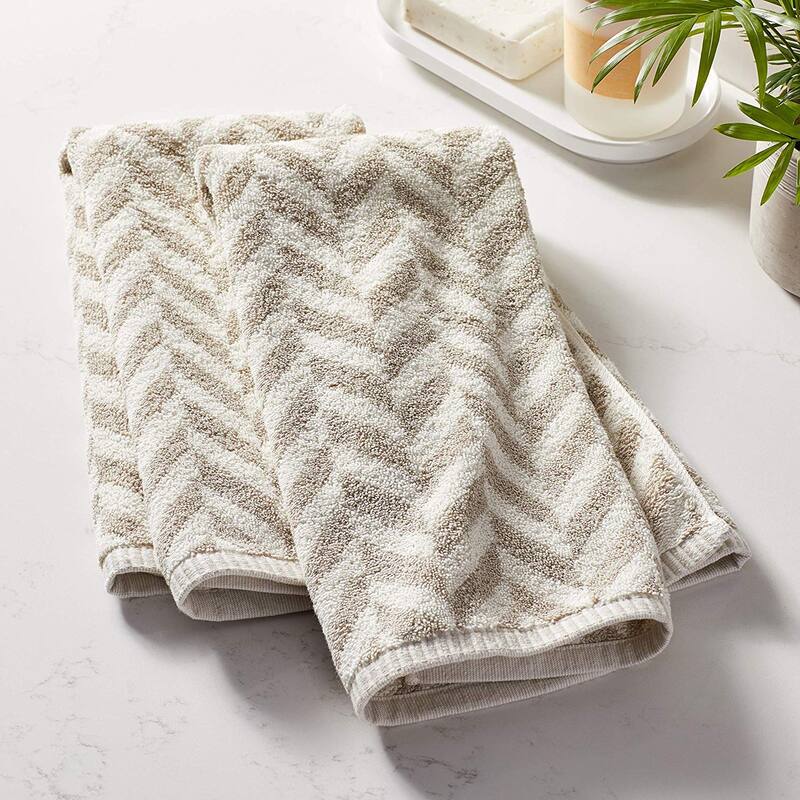 Violet Linen Versailles Pattern, 100% Cotton Highly Absorbent Jacquard Fashion Towel, 20" by 30", Hand Towels, Set of 2 - Grey