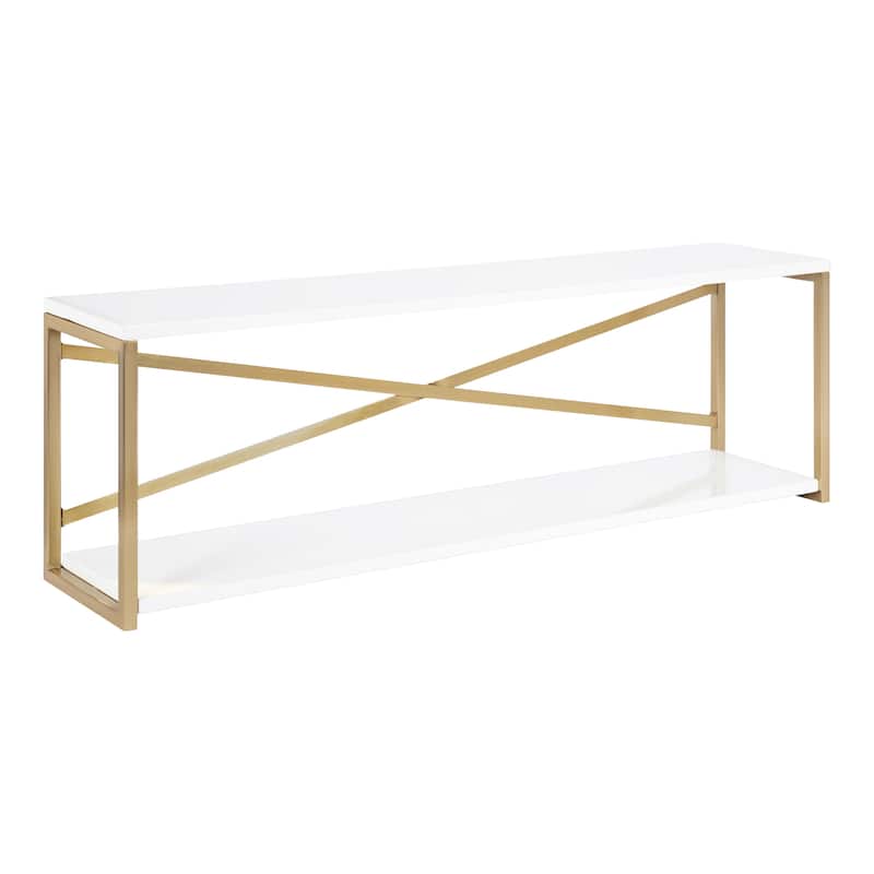 Kate and Laurel Ascott 2-Tier Wall Shelf - 36x12x8 - White/Gold