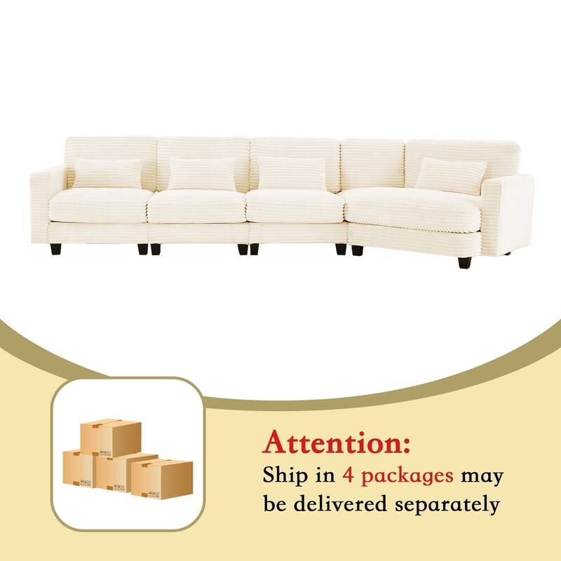 Multi-seat(3/4/5 seats) Corduroy Sectional Sofa, Modular Couch for Living Room & Business