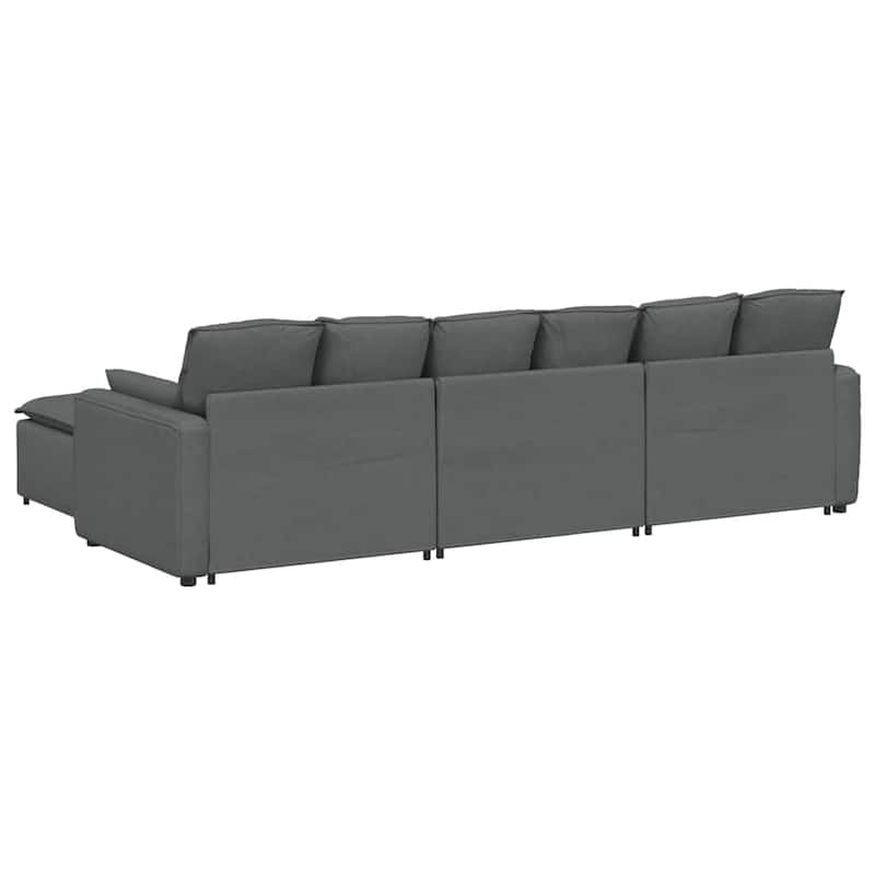 vidaXL Modular Sofa with Footstool and Cushions Dark Gray - 127.6" x 80.7" x 25.2"