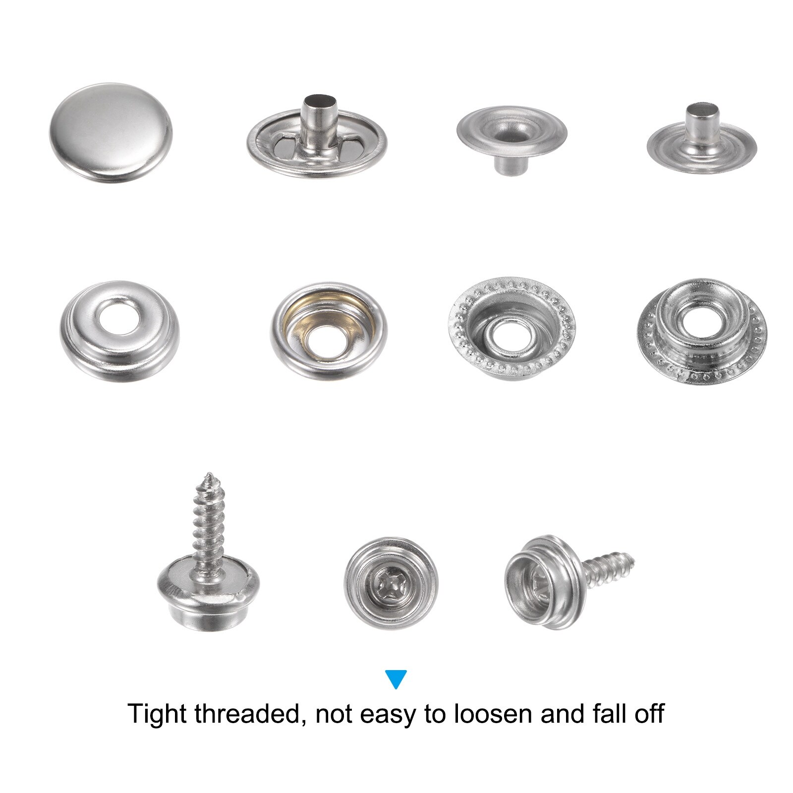 Unique Bargains 10 Sets Screw Snap Kit 10mm Stainless Steel Snaps Button with Tool, Silver Tone - Silver Tone
