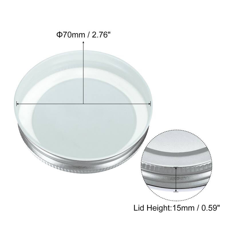 45Pcs Regular Mouth Tin Plate Mason Jar Lids for Canning Jars - Silver - 70mm