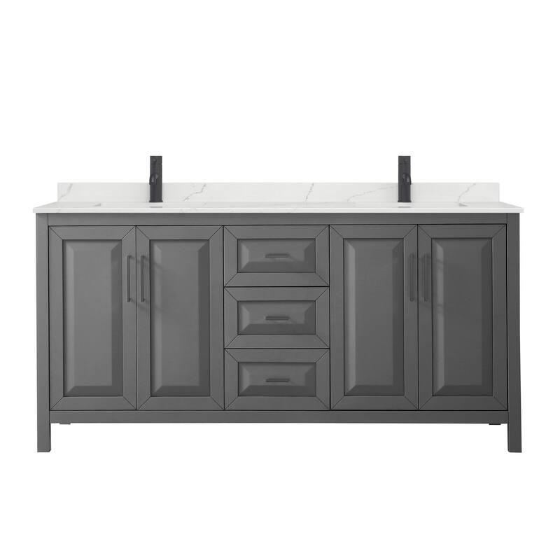 Daria 72-inch Double Vanity, Single Hole Quartz Top