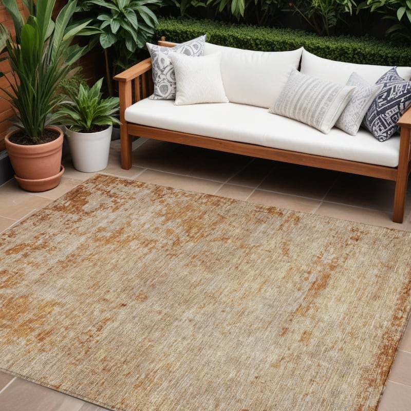 HomeRoots Abstract Transitional Rectangle Outdoor Rug - 9' X 12'