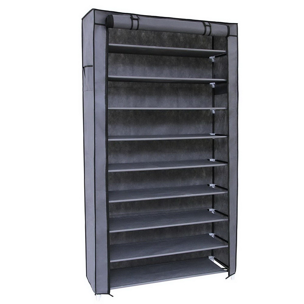 10 Tiers Shoe Rack with Dustproof Cover Closet Shoe Storage Cabinet  Organizer Black - On Sale - Bed Bath & Beyond - 31117844