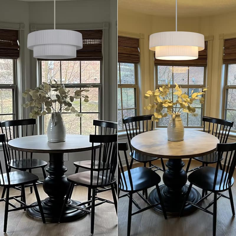 Modern 3-Light Drum Chandelier Fabric Shade Ceiling Hanging Pendant