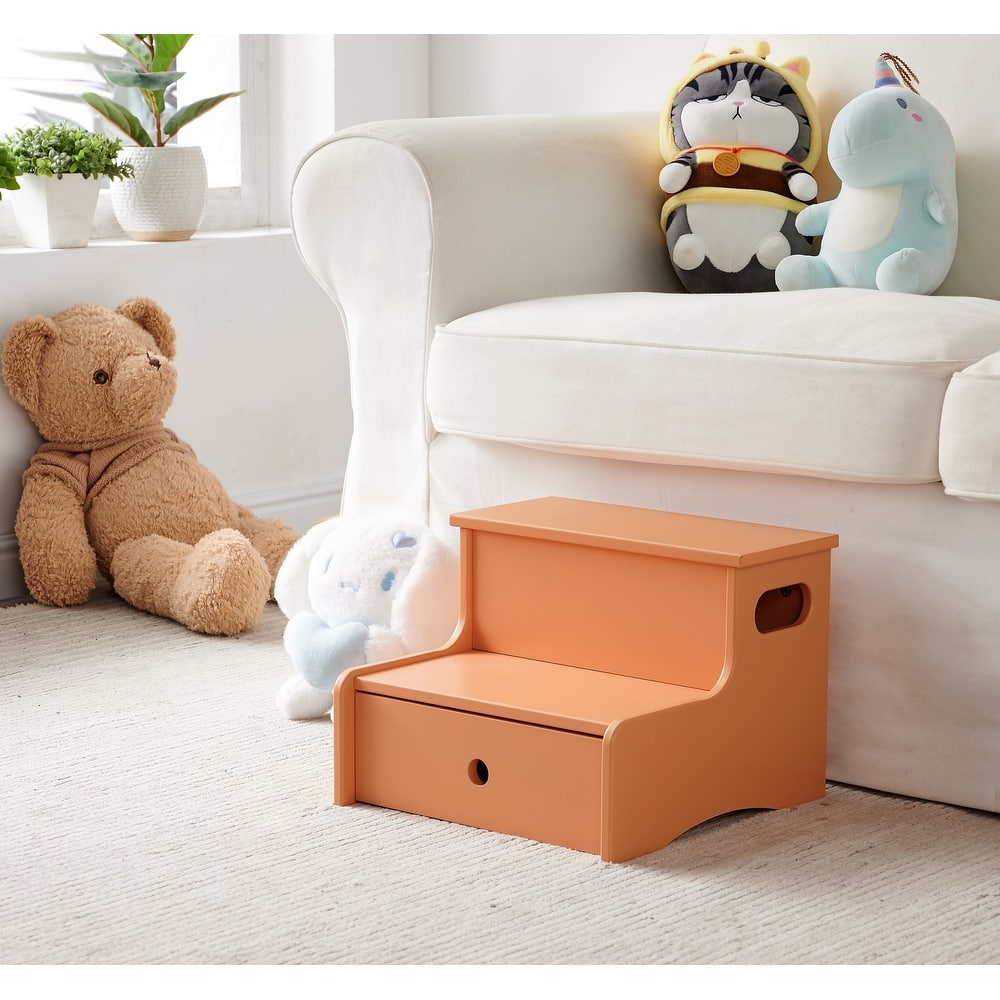 Lylia Collection MDF Wood 2-Step Kids Stool with Storage