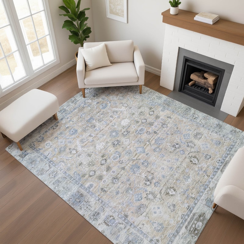 Premium Washable Super Soft Vintage Traditional Mayfield Rug - Beige - 2'6" x 3'10"