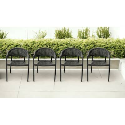 Set of Four 22" Gray Aluminum Outdoor Arm Chair