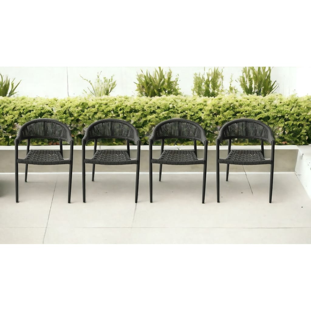 Set of Four 22" Gray Aluminum Outdoor Arm Chair