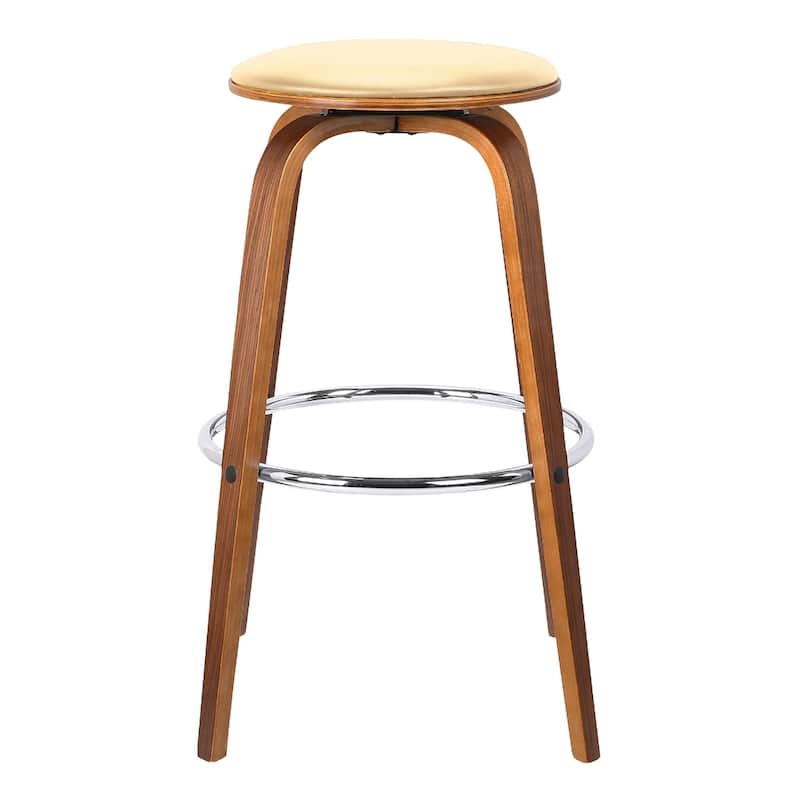 Fabric Backless Counter Height Swivel Bar Stool with Walnut Iron Frame
