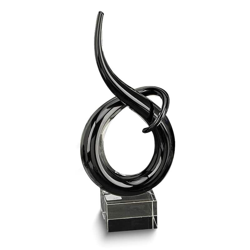 Curata 14 Inch Black Spiral Crystal Sculpture/Award on Clear Base