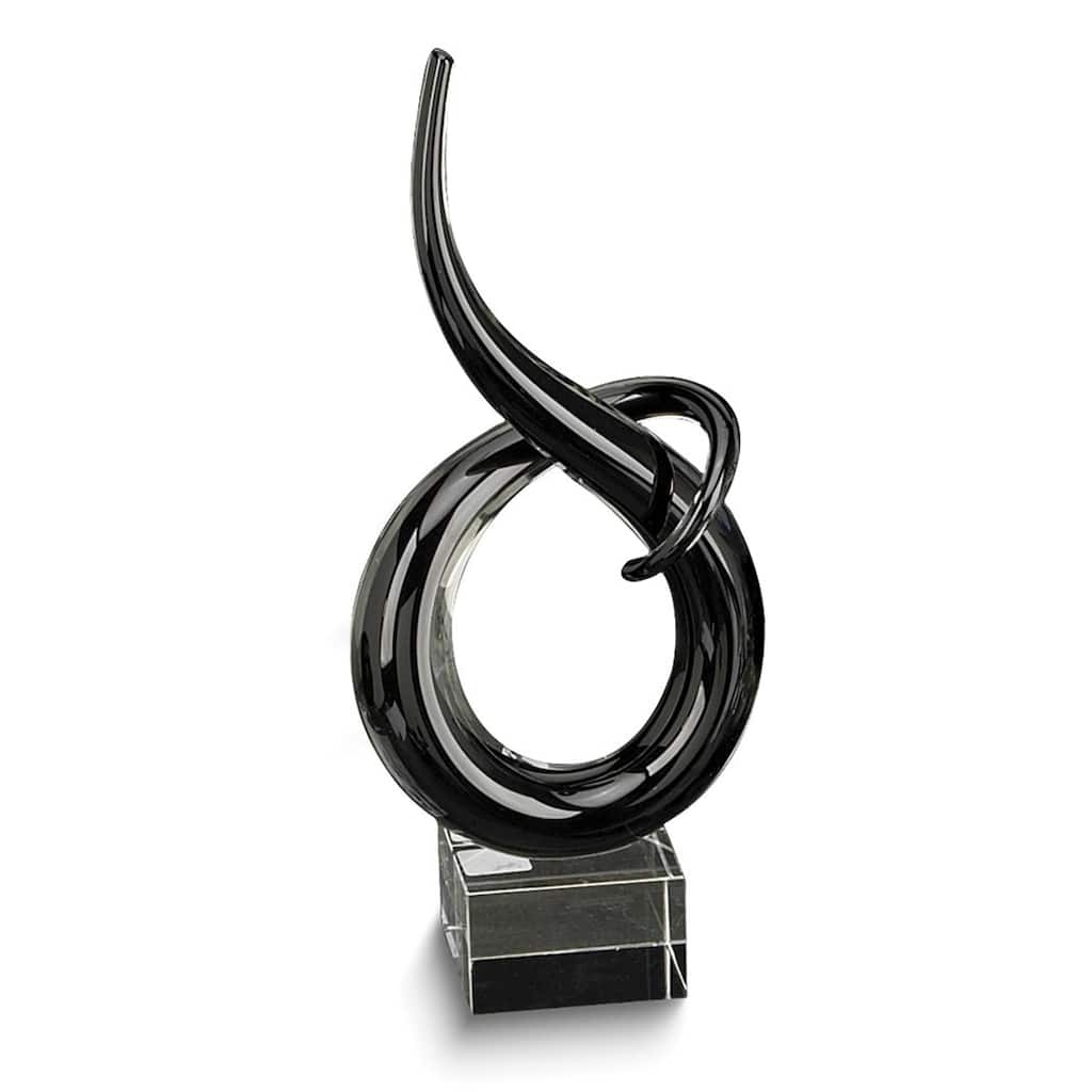 Curata 14 Inch Black Spiral Crystal Sculpture/Award on Clear Base