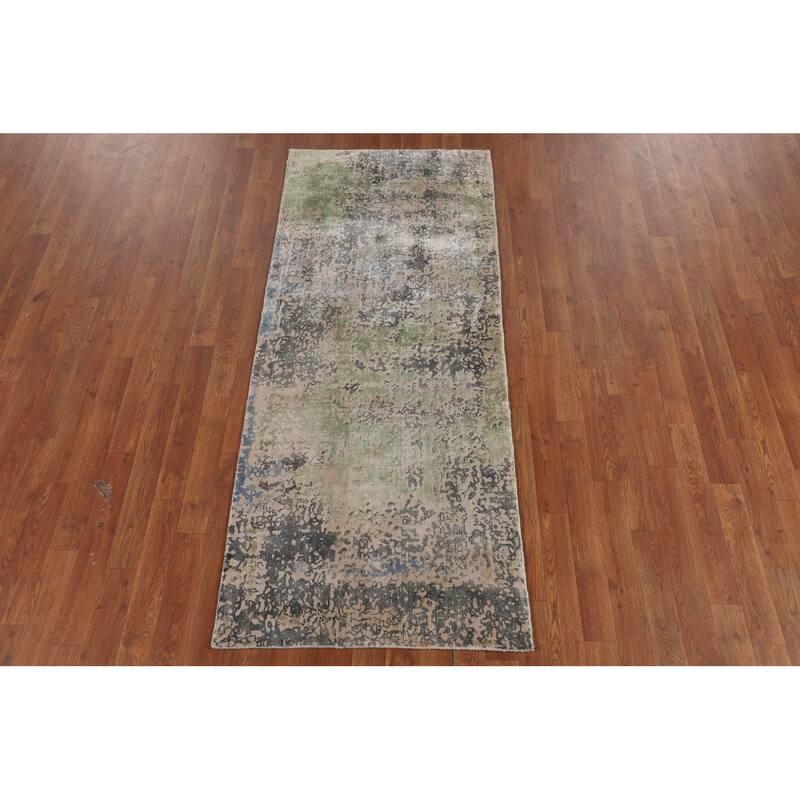 Contemporary Abstract Foyer Rug Handmade Multi-Color Wool Carpet - 2'8"x 6'5"