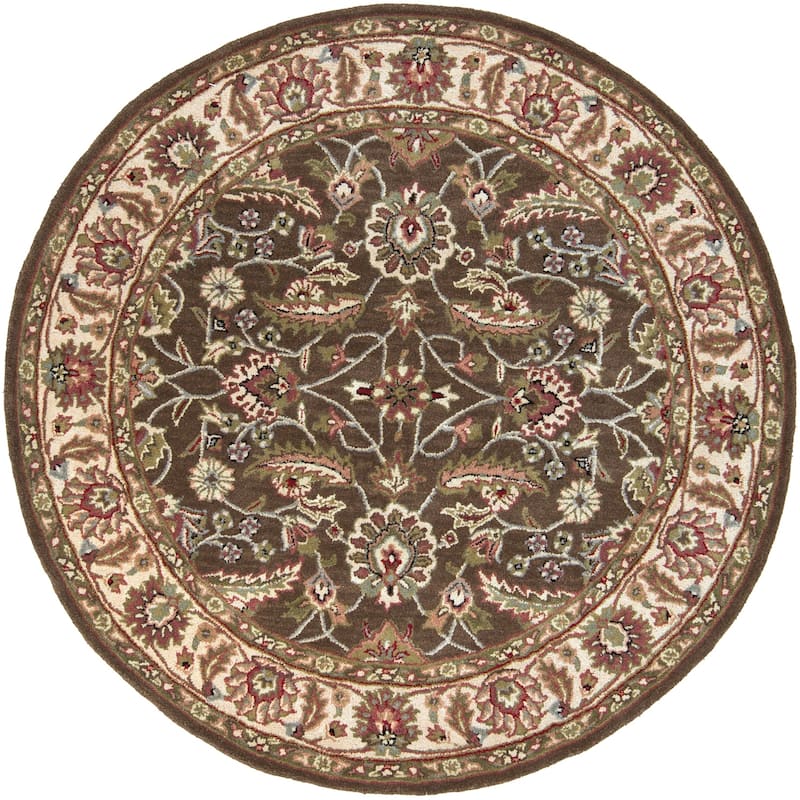 Livabliss Traditional Caesar Border Area Rug - 6' x 6' Round - Brown
