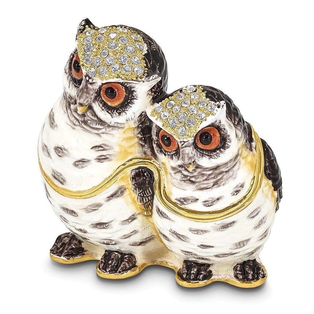 Curata Pewter Crystals Gold-Tone Enameled Olga Omar Mother Baby Owl Trinket  Box on 18 Inch Necklace Bed Bath  Beyond 36203441