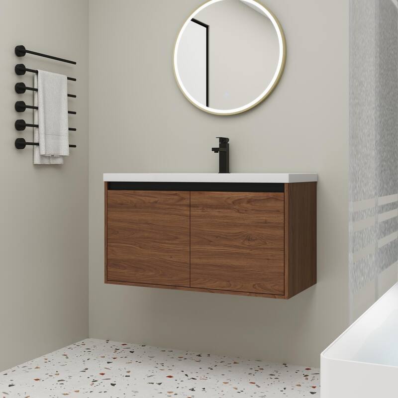 Beingnext 16''/20''/24"/30"/36" Bathroom Vanity with Sink, Floating Bathroom Vanity with Soft Close Door