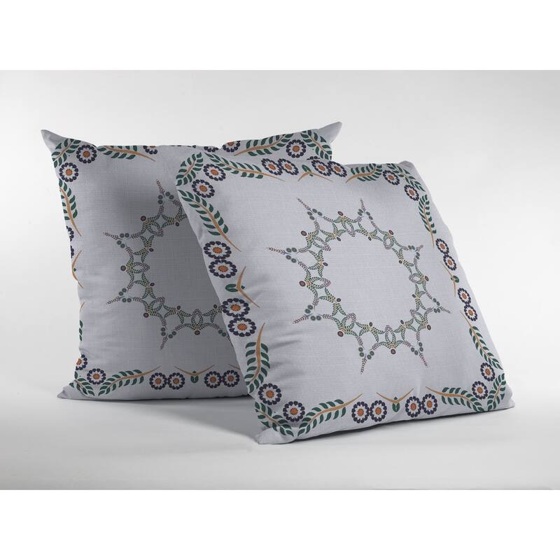 16"x16" White Zippered Suede Floral Throw Pillow