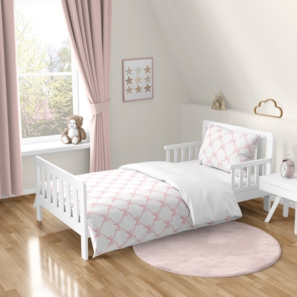 slide 2 of 6, Sweet Jojo Designs Pink Bows Girl 5 Piece Toddler-size Comforter Set - Blush Bow for Ballerina Ballet Dancer Princess Collection