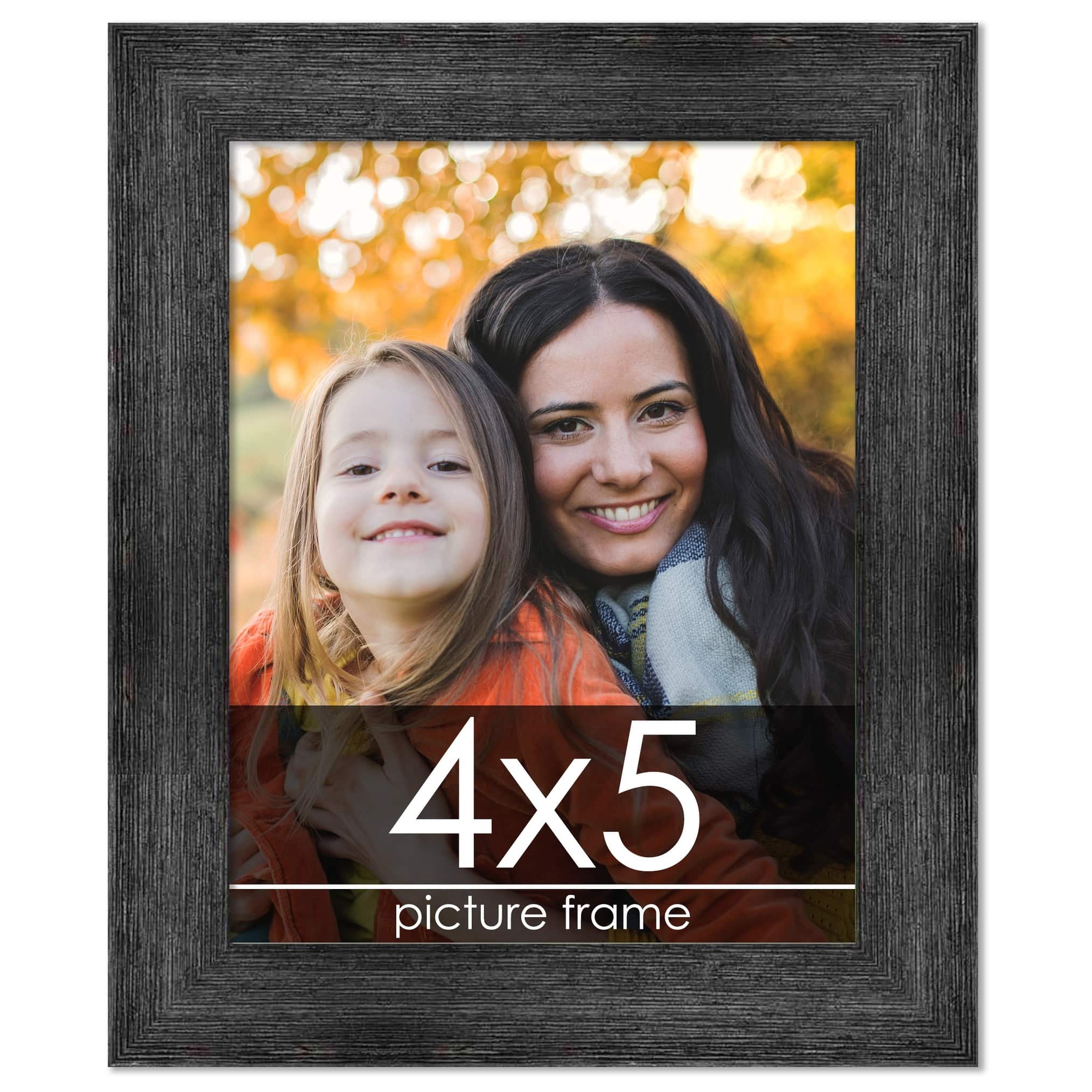 4x5 Distressed/Aged Black Wood Picture Frame UV Acrylic, Foam Board