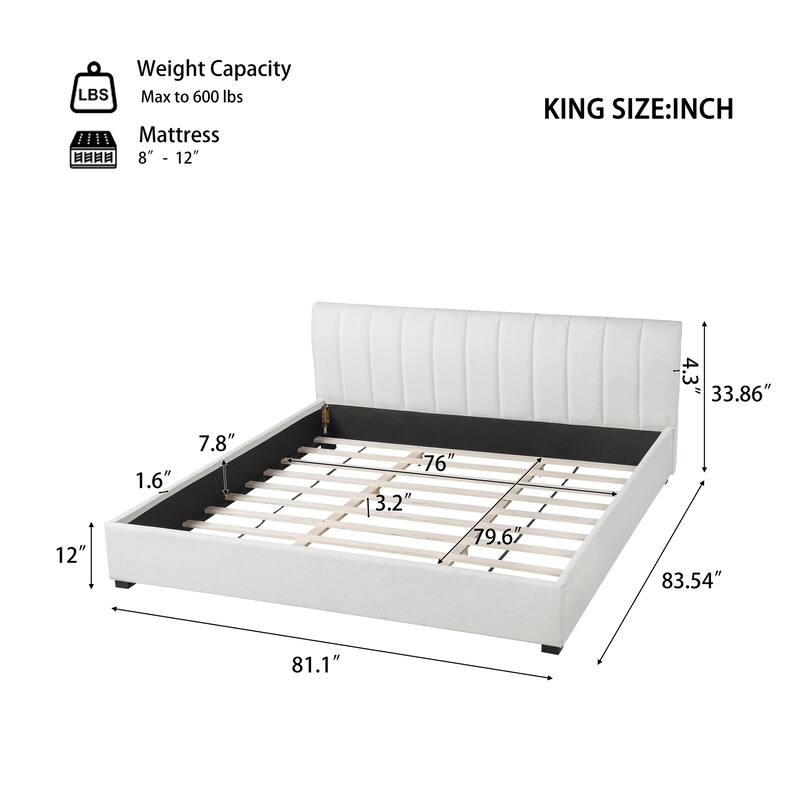 Christopher Knight Home - Serena Modern Linen Upholstered Bed Frame with Thick Headboard and Wooden Legs