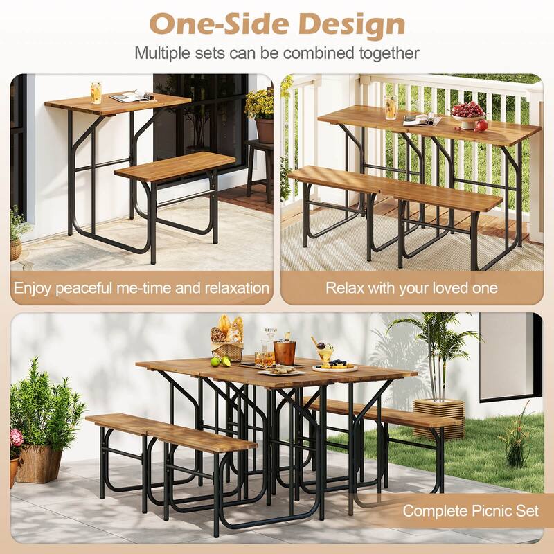 Costway 1/2 PCS Patio Table Bench Set One-Side Picnic Table & Seat - See Details