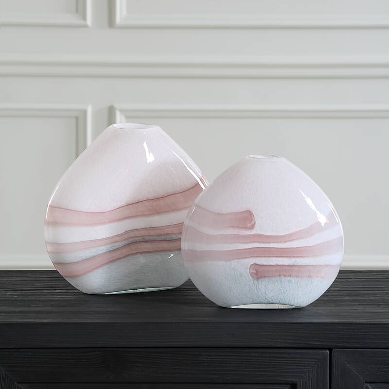 Uttermost Blush Swirl Glass Vases, Set of 2