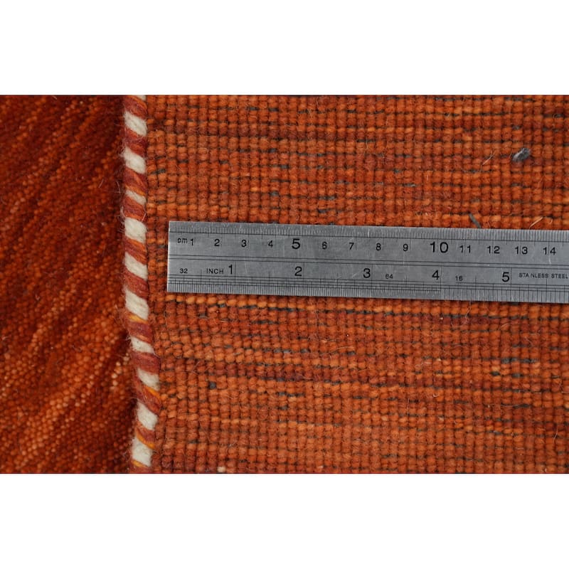 Hand Knotted Oriental 100% Wool Carpet Tribal Animal Pictorial Oranges & Rust Gabbeh Area Rug - 9' 8'' X 7' 10''