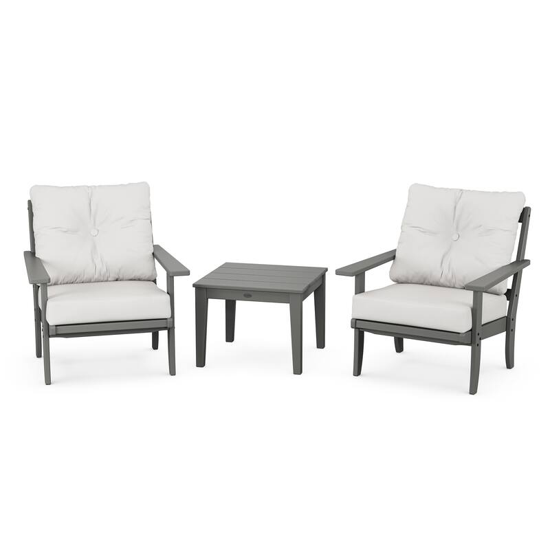 POLYWOOD Canyon 3-Piece Deep Seating Set - Slate Grey / Natural Linen