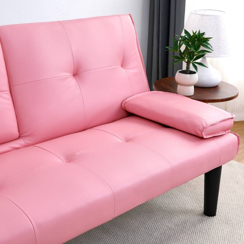 66.8" PVC Multifunctional Sofa Bed With Cup Holder