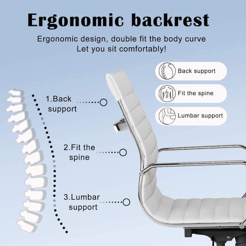 CAROCC Ribbed Computer Office Chair Swivel Lift tilt function Ergonomic Premium Leather Desk Armchair