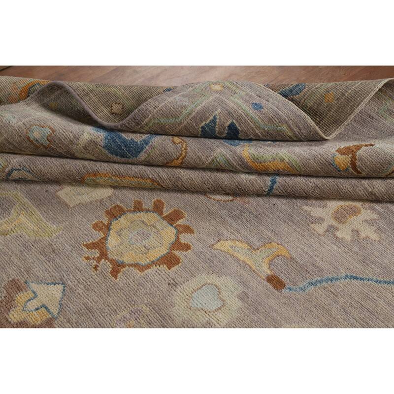 Hand Knotted Oriental 100% Wool Carpet Transitional All-Over Beige & Ivories Oushak Area Rug - 10' 2'' X 8' 0''