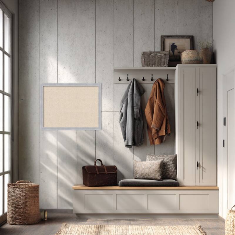 Amanti Art Framed Fabric Pinboard Natural Linen Printed Bulletin Board