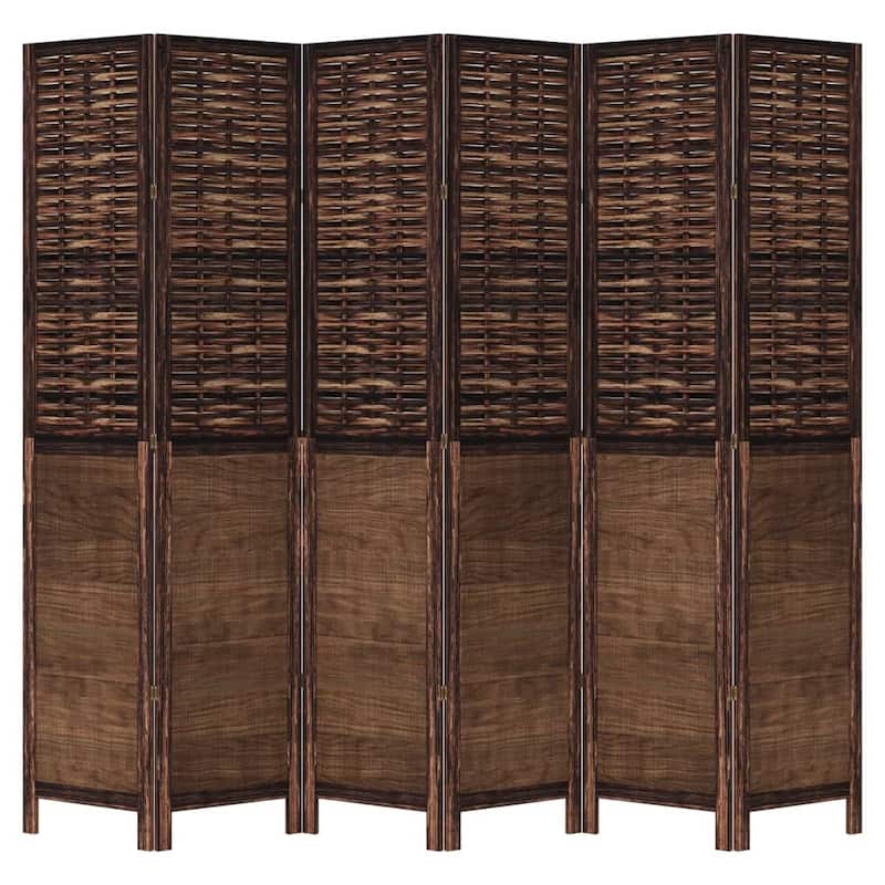 vidaXL Room Divider Privacy Screen Living Room Dark Brown Solid Wood Paulownia