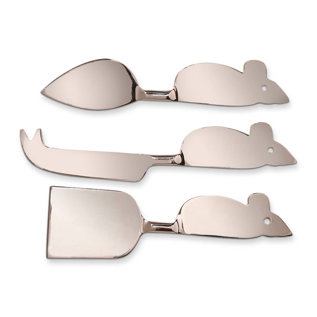 Set of 3 Gold Stainless Steel Serving Utensils - Everyday Serving Forks, Hand Wash Only, 6.5 in L - Silver