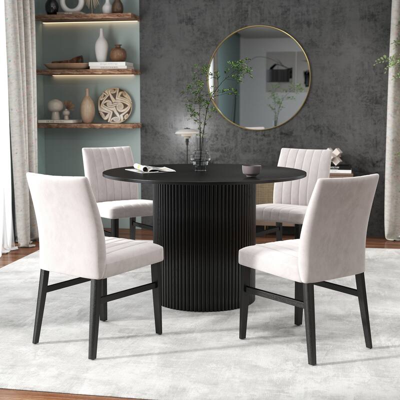 Roundhill Furniture Henriet 5-Piece Round Pedestal Dining Set