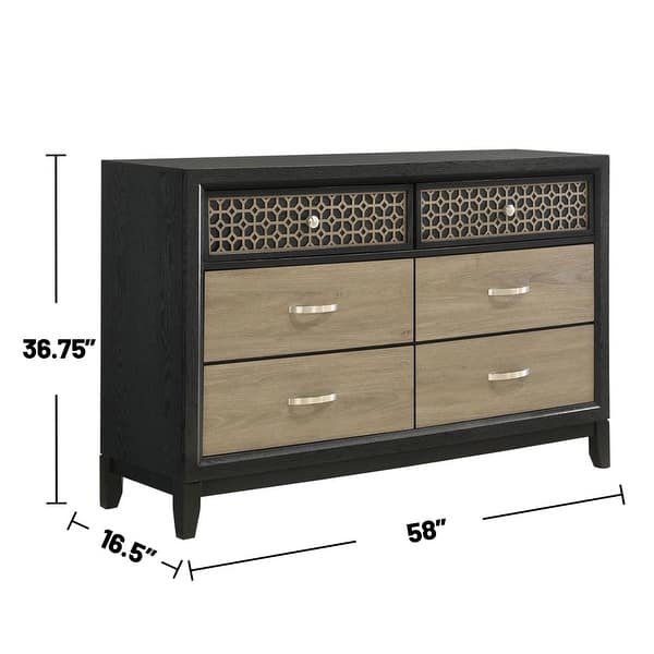6 Drawers Dresser with Cutout Trim in Black and Light Brown - Bed Bath & Beyond - 41716476 6 Drawers Dresser with Cutout Trim in Black and Light Brown - Bed Bath & Beyond - 41716476