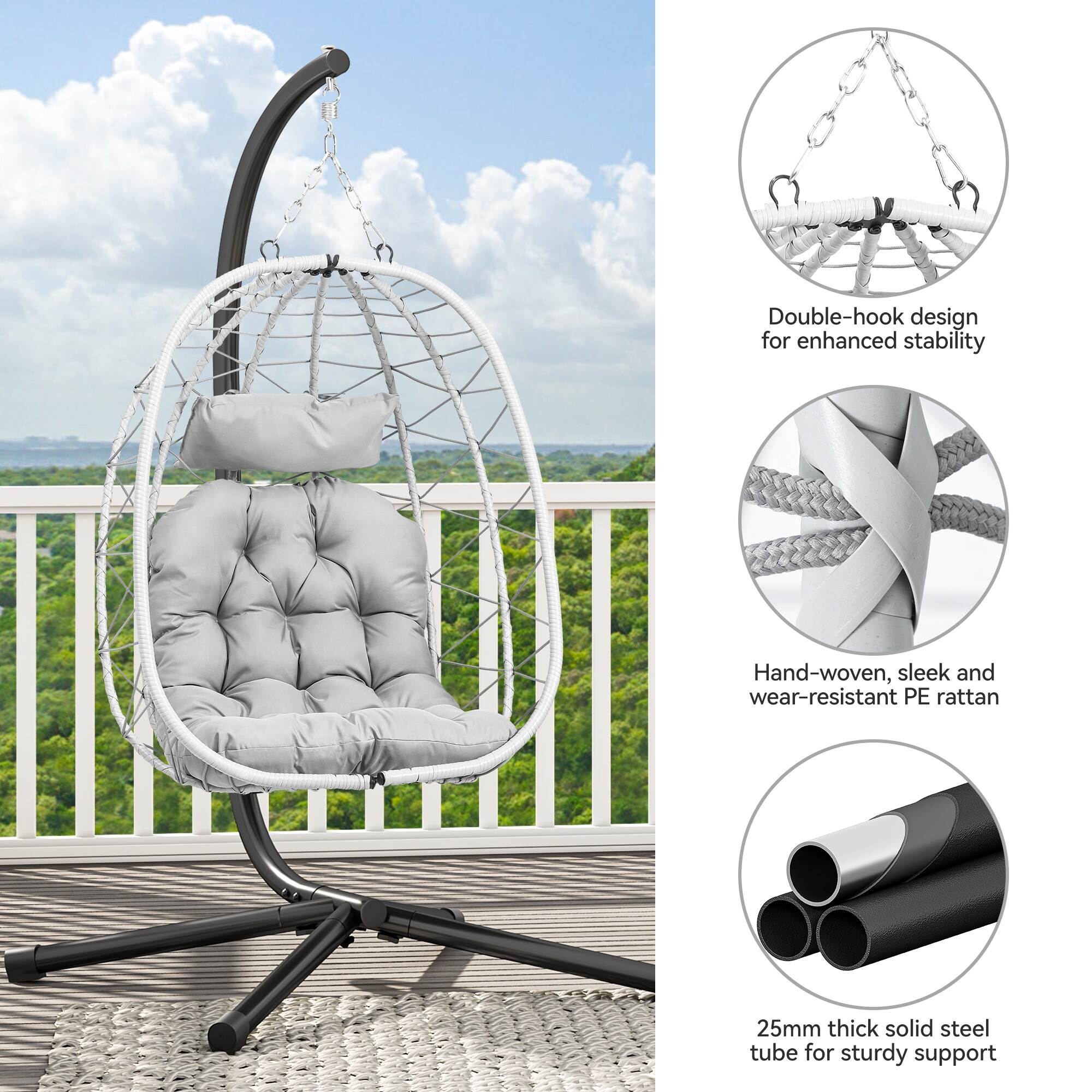 Hanging Swing Chair with Stand for Indoor or Outdoor Relaxation-image