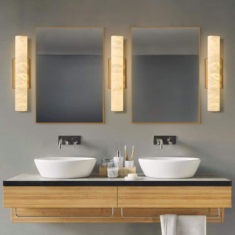 KAYLA 1-Light 20" Black LED Alabaster Wall Sconce
