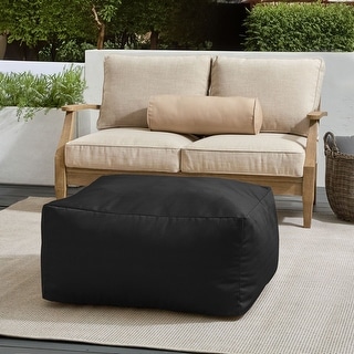 Sorra Home Sunbrella Outdoor Top Stitch Solid Bean Pouf