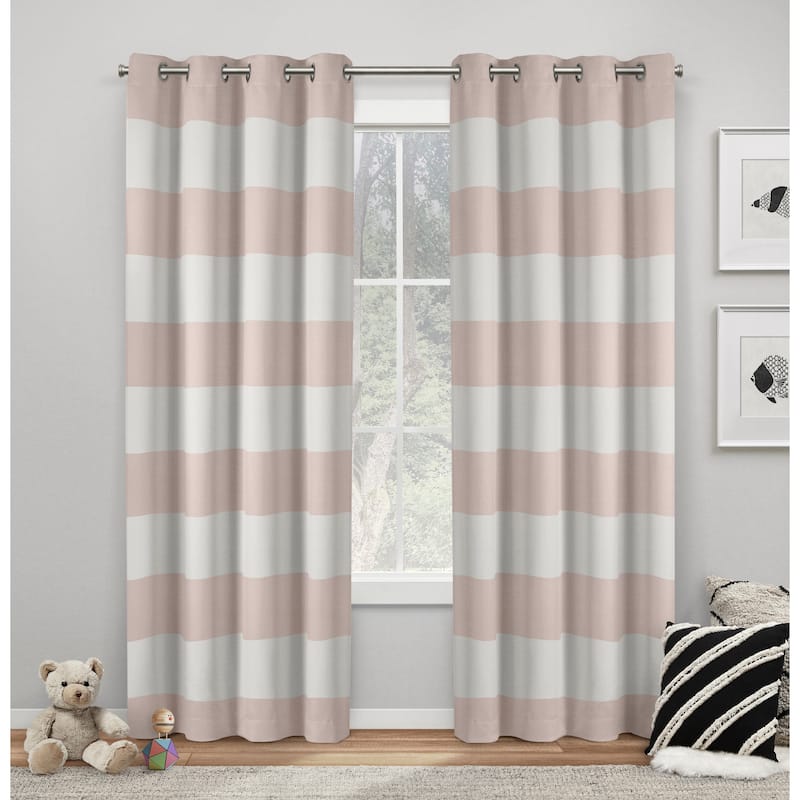 ATI Home Rugby Sateen Room Darkening Blackout Grommet Top Curtain Panel Pair - 52x96 - Blush