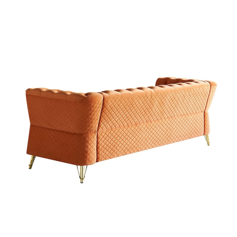 Modern Comfortable Tufted Velvet Sofa 87.4 inch for Living Room and Bedroom