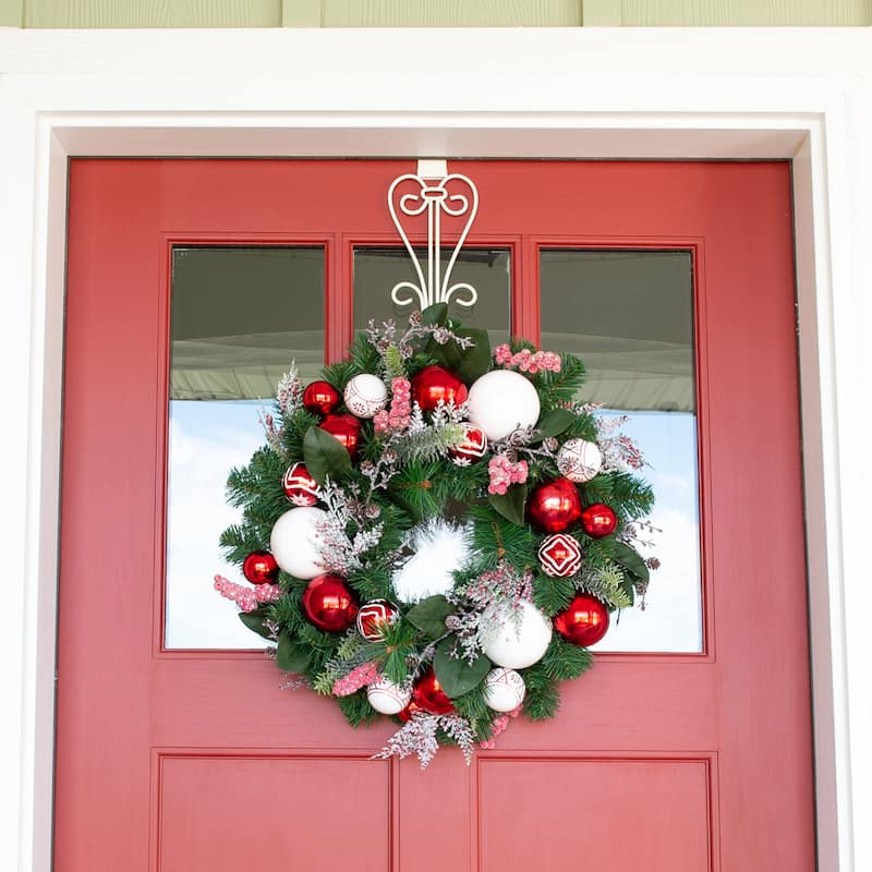 Adjustable Wreath Hanger for Door - Elegant (White) - White