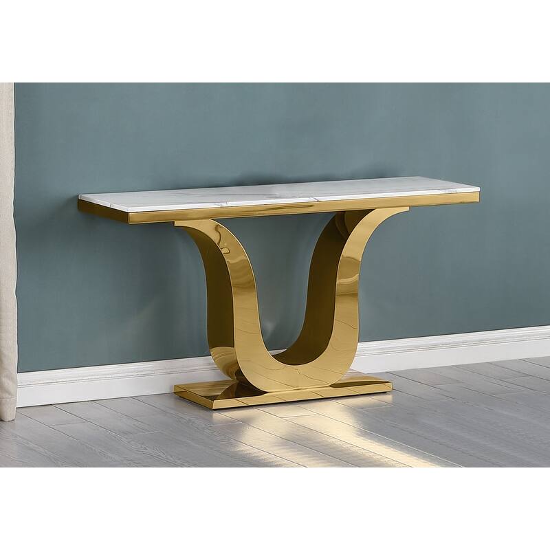 Best Quality Furniture Genuine White Marble Sofa Table - Gold
