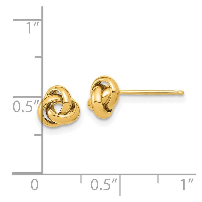 Curata 10k Yellow Gold Polished 6.8x6.5mm Love Knot Post Earrings