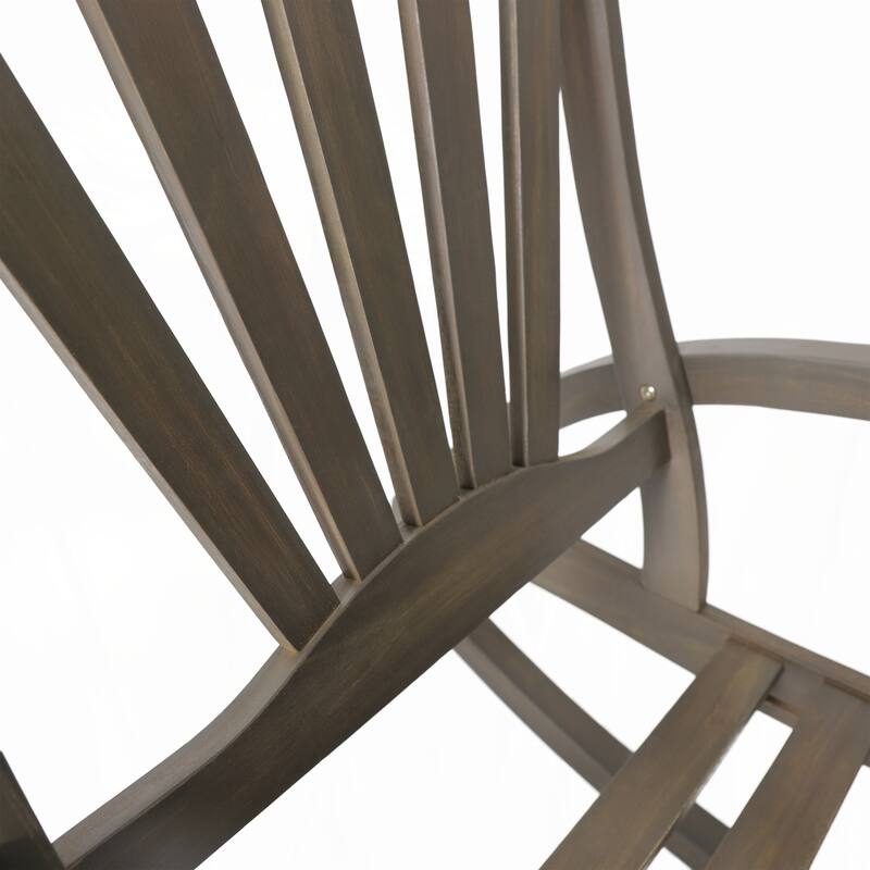 Outdoor Acacia wood Rocking Chair with Retractable foot panel,Grey